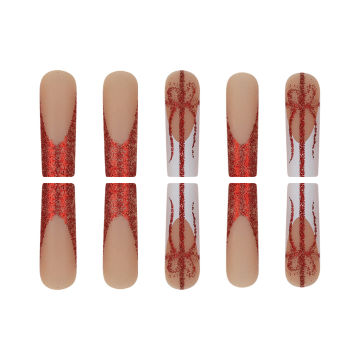Glittery Stiletto Press-On Nails with Gift Design Bowlift
