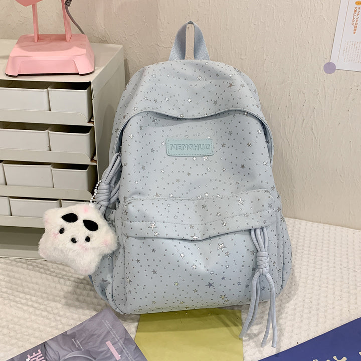 Star-Print Casual School Backpack Bowlift