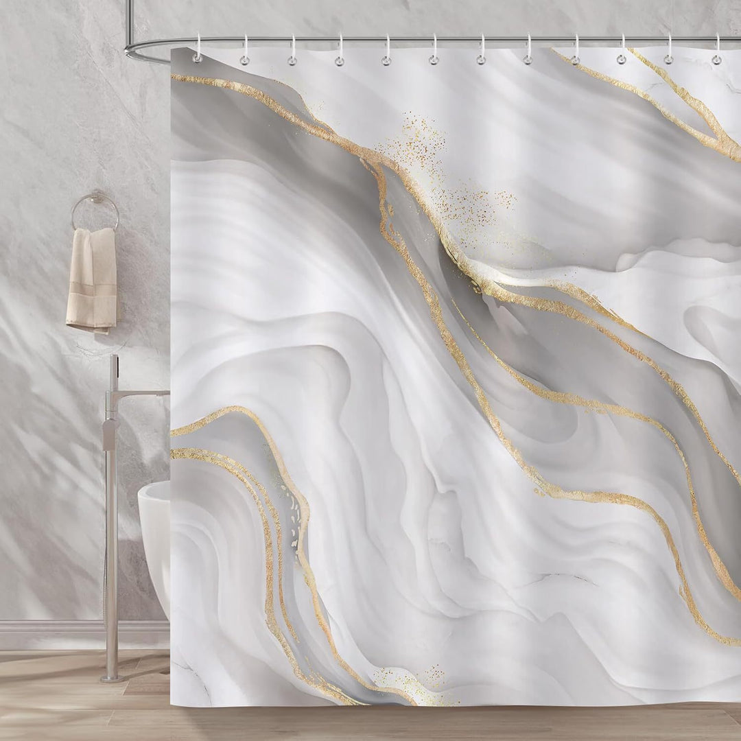 Artistic Marble Texture Shower Curtain Bowlift
