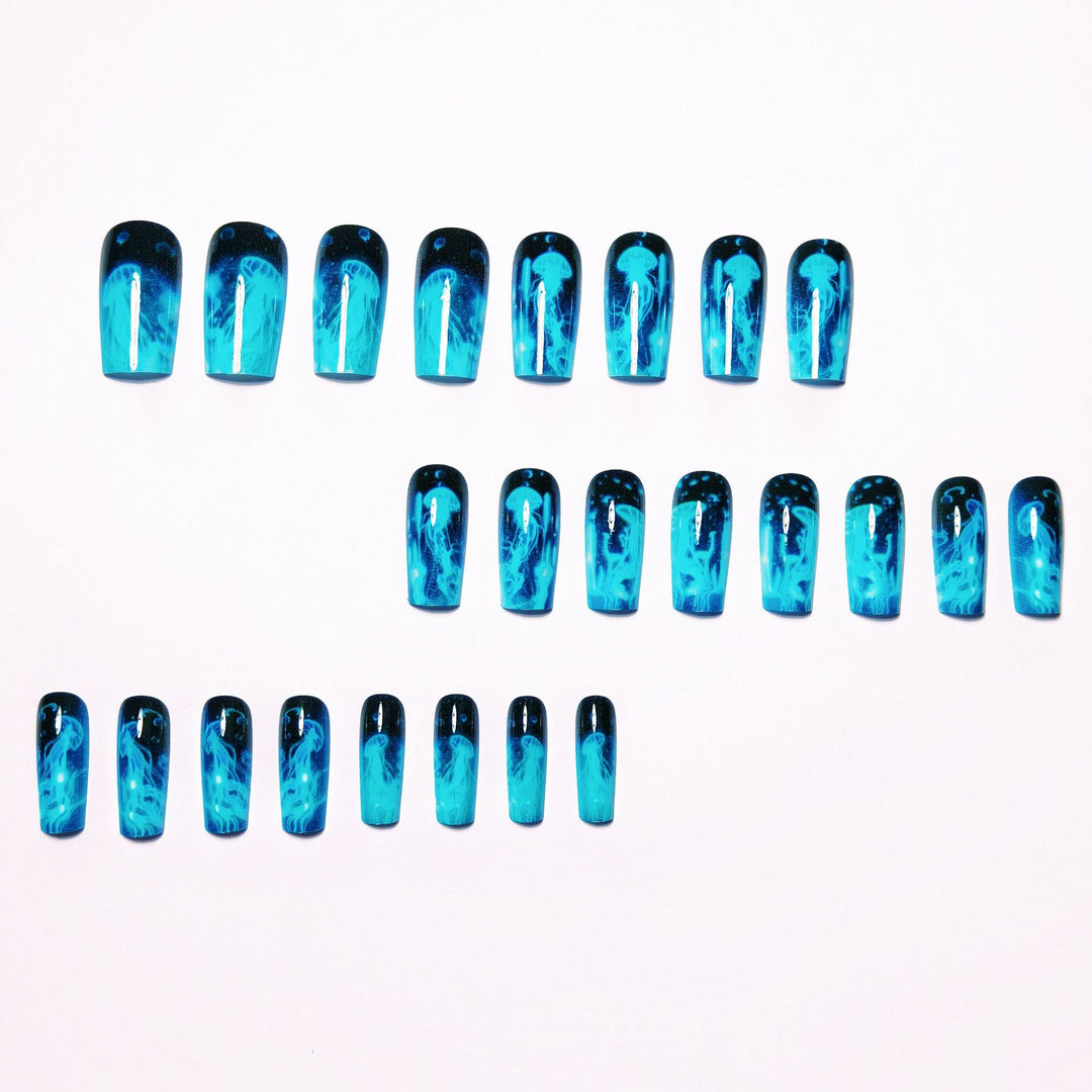 Artistic Glow-in-the-Dark Jellyfish Nail Art Bowlift