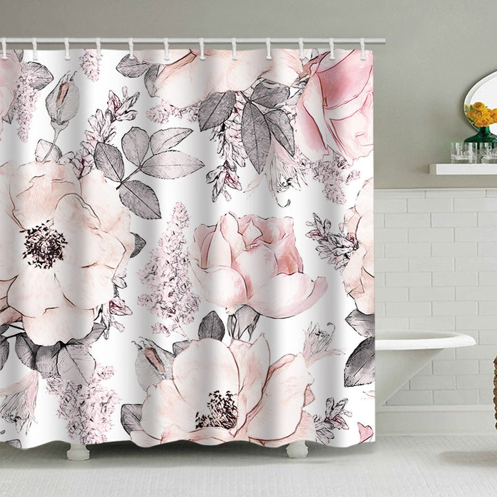 Floral Print Shower Curtain Bowlift