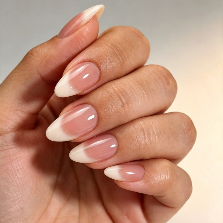 Artificial nails with elegant nude ombre design Bowlift