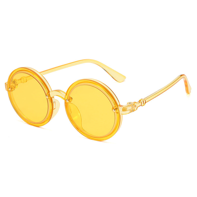 Women Round Sunglasses with Transparent Frame Bowlift