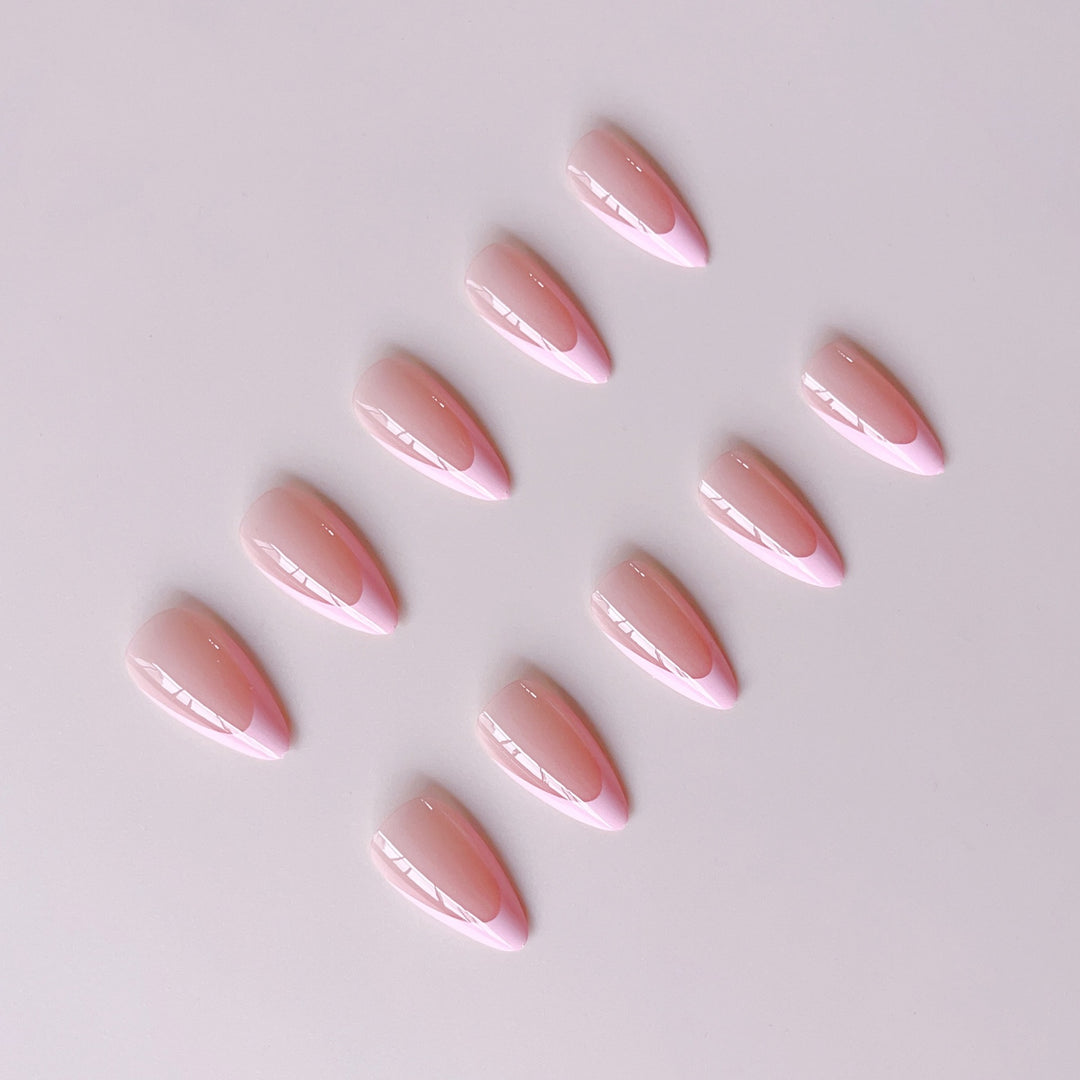 Luxury artificial nail tips with elegant French design Bowlift