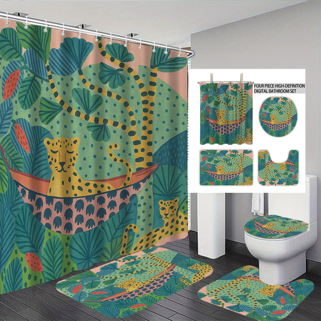 Cat-Themed Four-Piece Digital Bathroom Set Bowlift