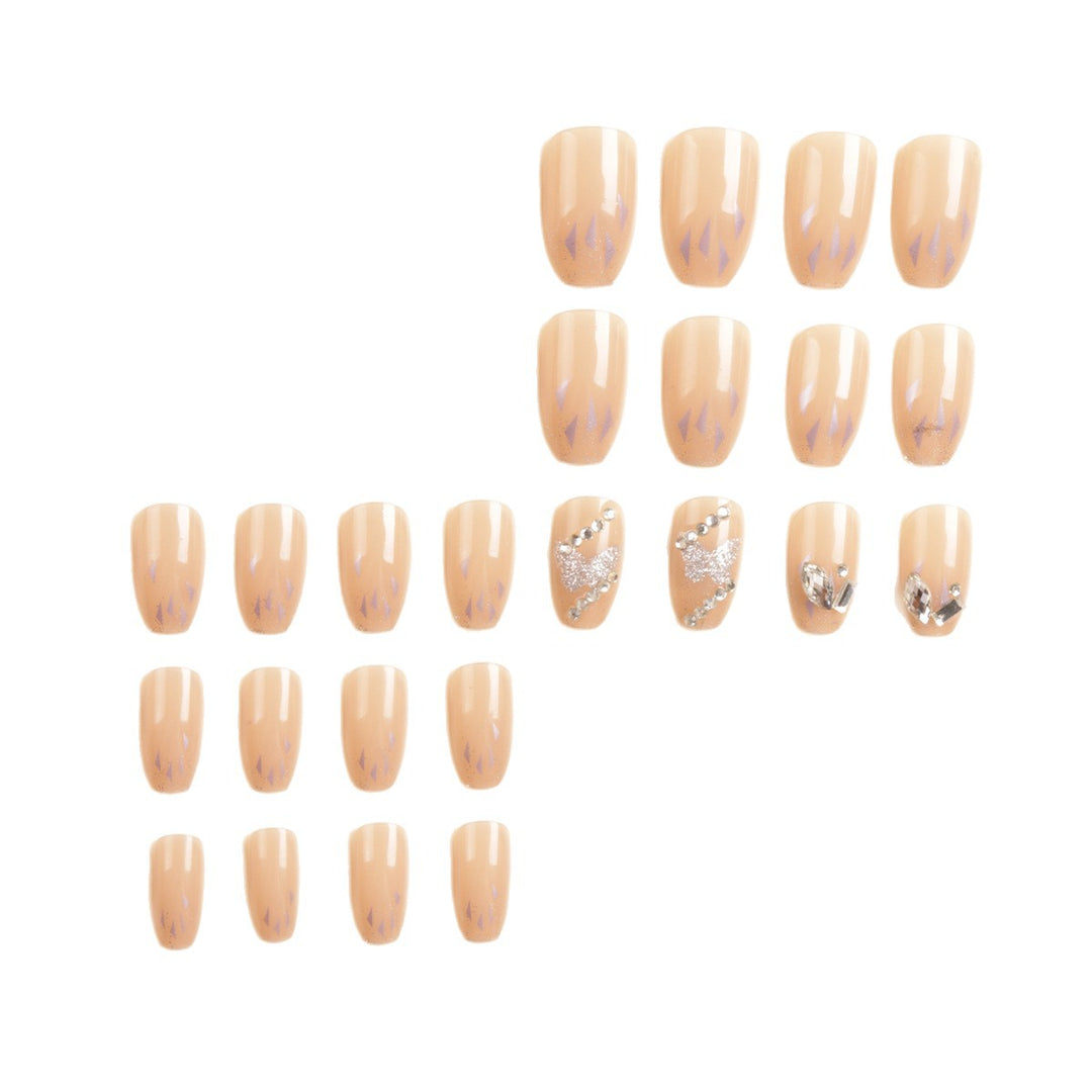 Artistic Crystal-Embellished Press-On Nail Set Bowlift