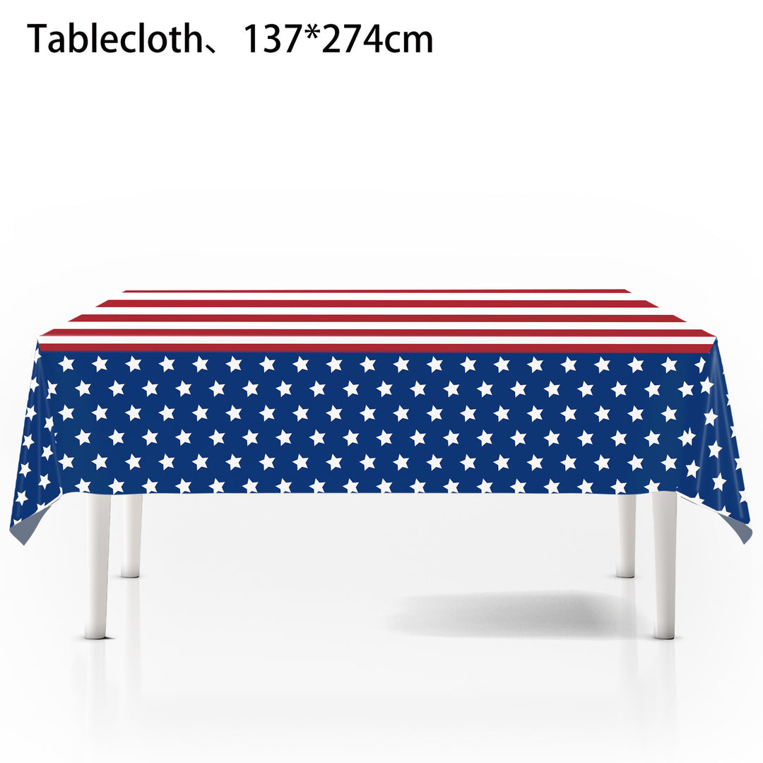 Unisex nan patriotic rectangular party tablecloth with stars and stripes waterproof disposable plastic Bowlift