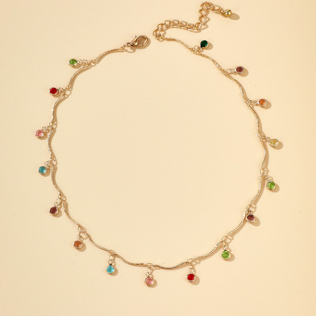 Gold-Plated Gemstone Charm Necklace Bowlift