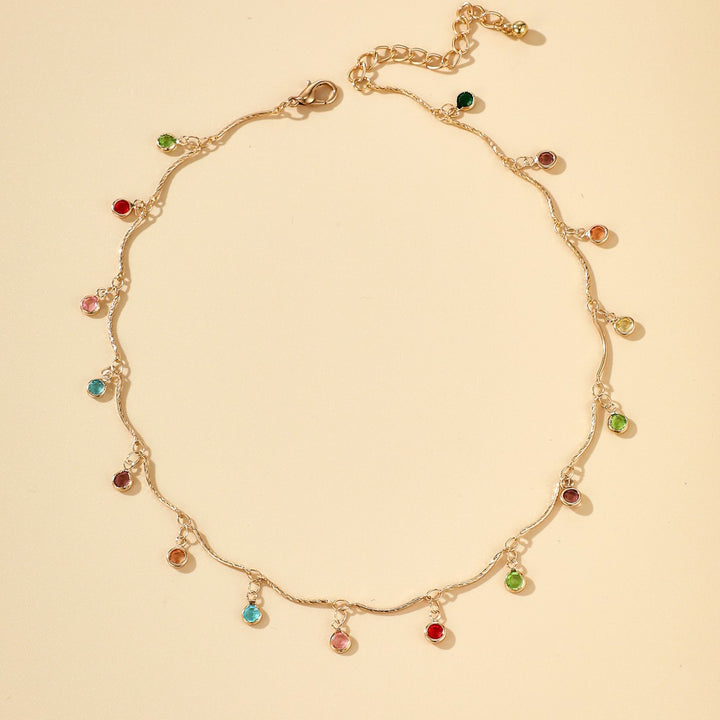 Gold-Plated Gemstone Charm Necklace Bowlift