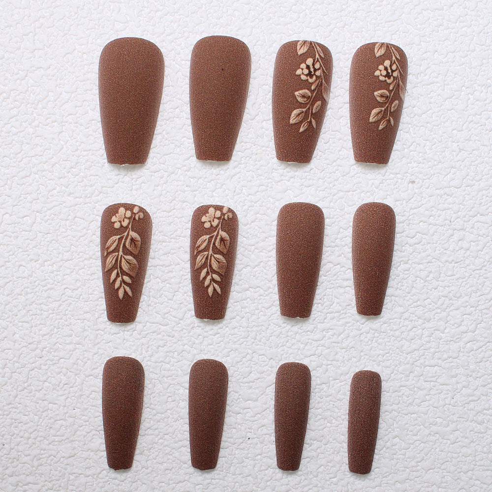 Elegant Floral Matte Press-On Nails Bowlift