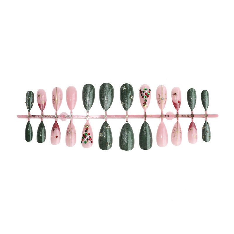 Holiday-Themed Press-On Nail Art Set with Decorative Christmas Elements Bowlift