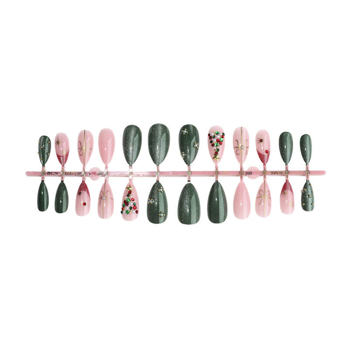 Holiday-Themed Press-On Nail Art Set with Decorative Christmas Elements Bowlift