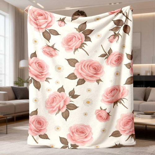 Floral Print Fleece Throw Blanket
