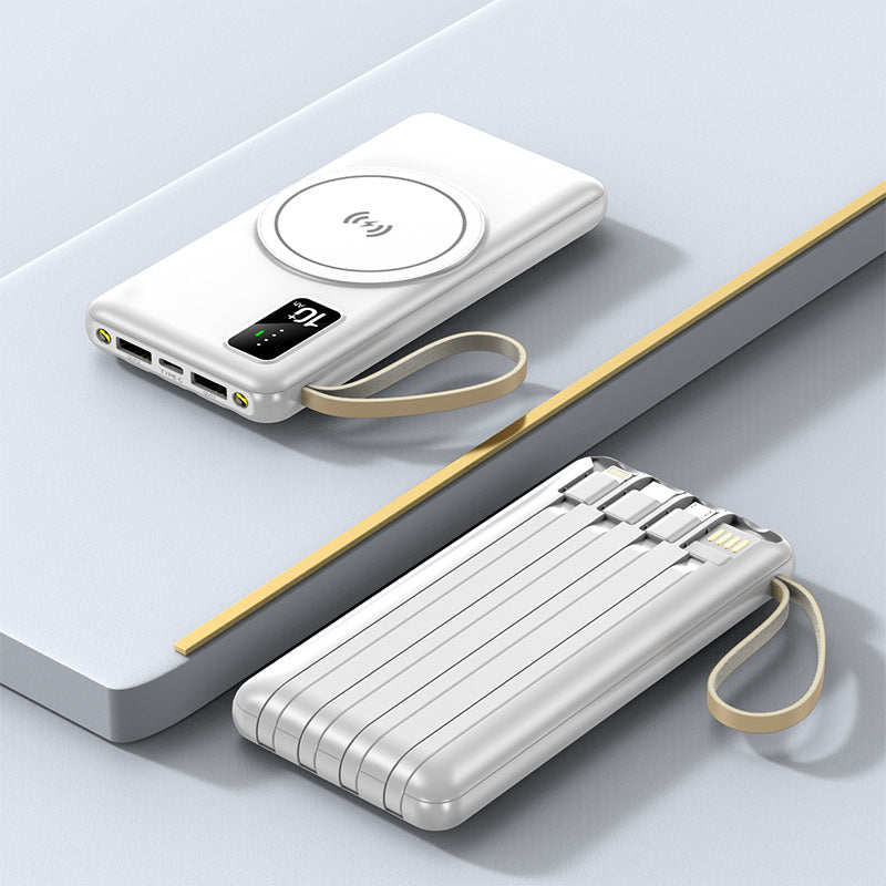 Portable Qi-Charging Power Bank with Multifunctional USB Ports Bowlift