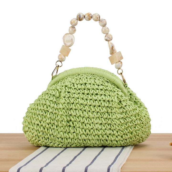 Stylish handbag with colorful bead handle Bowlift