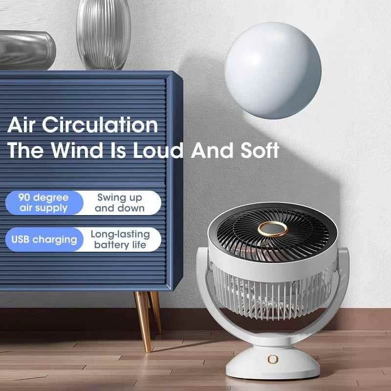 Unisex one size compact oscillating table fan with adjustable tilt angle, silent brushless motor and USB charging Bowlift