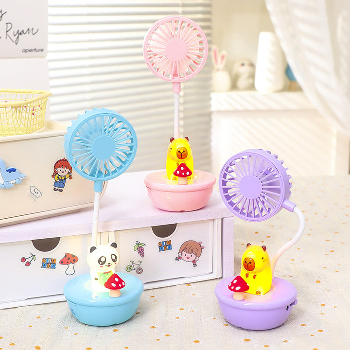 Women Portable Hand Fan with LED Panda Design Bowlift