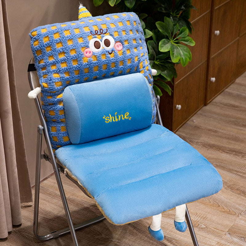 Plush seat cushion with ergonomic back support Bowlift