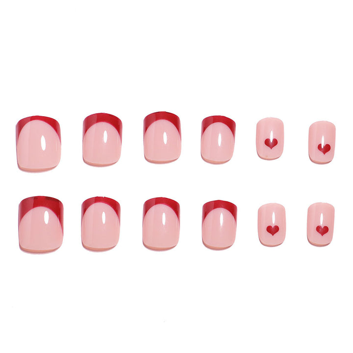 Artistic Heart-Design Press-On Nail Set Bowlift