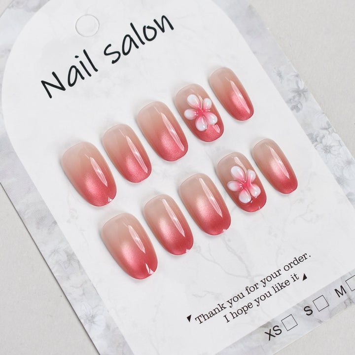 Elegant Floral Press-On Nail Set Bowlift