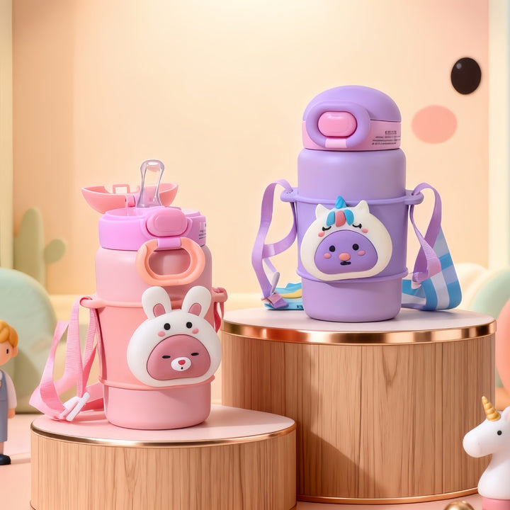 Women Insulated Water Bottle with Cute Rabbit Design Bowlift
