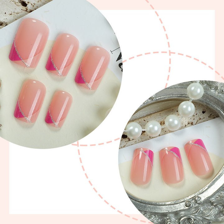 Artificial nail set with elegant gradient and glitter details Bowlift