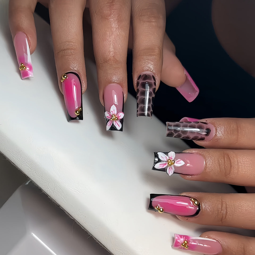 Artistic Floral Press-On Nail Extensions Bowlift 1787913978