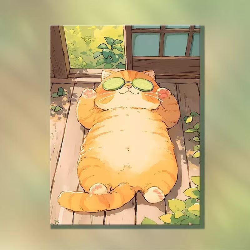 Playful Cartoon Cat Illustration Wall Art Bowlift