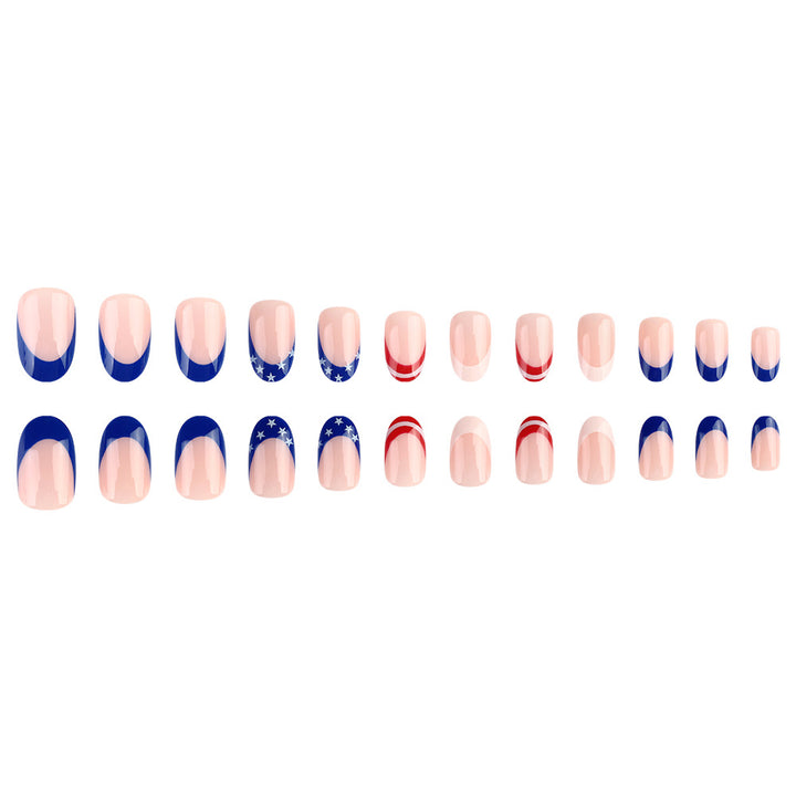 Women's nan patriotic star and stripe gel press-on manicure set almond-shaped glossy durable Bowlift