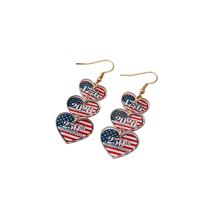 Ladies nan statement earrings with bow shape and American flag pendant Bowlift