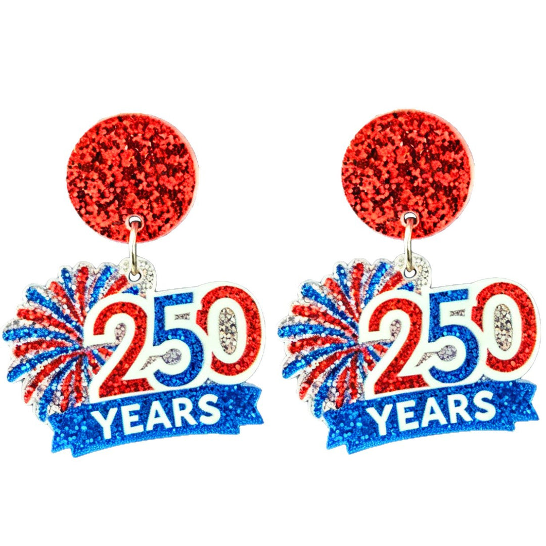 Ladies nan Statement bow earrings made of acrylic with glittering star stripe design and round studs Bowlift