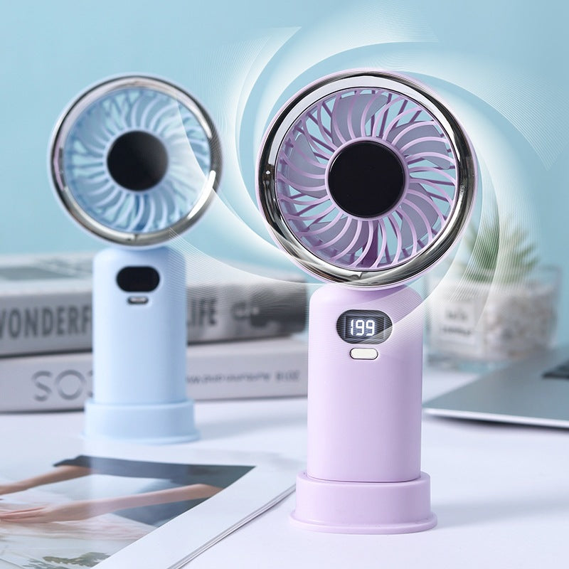 Unisex Portable Hand Fan with Digital Display Bowlift