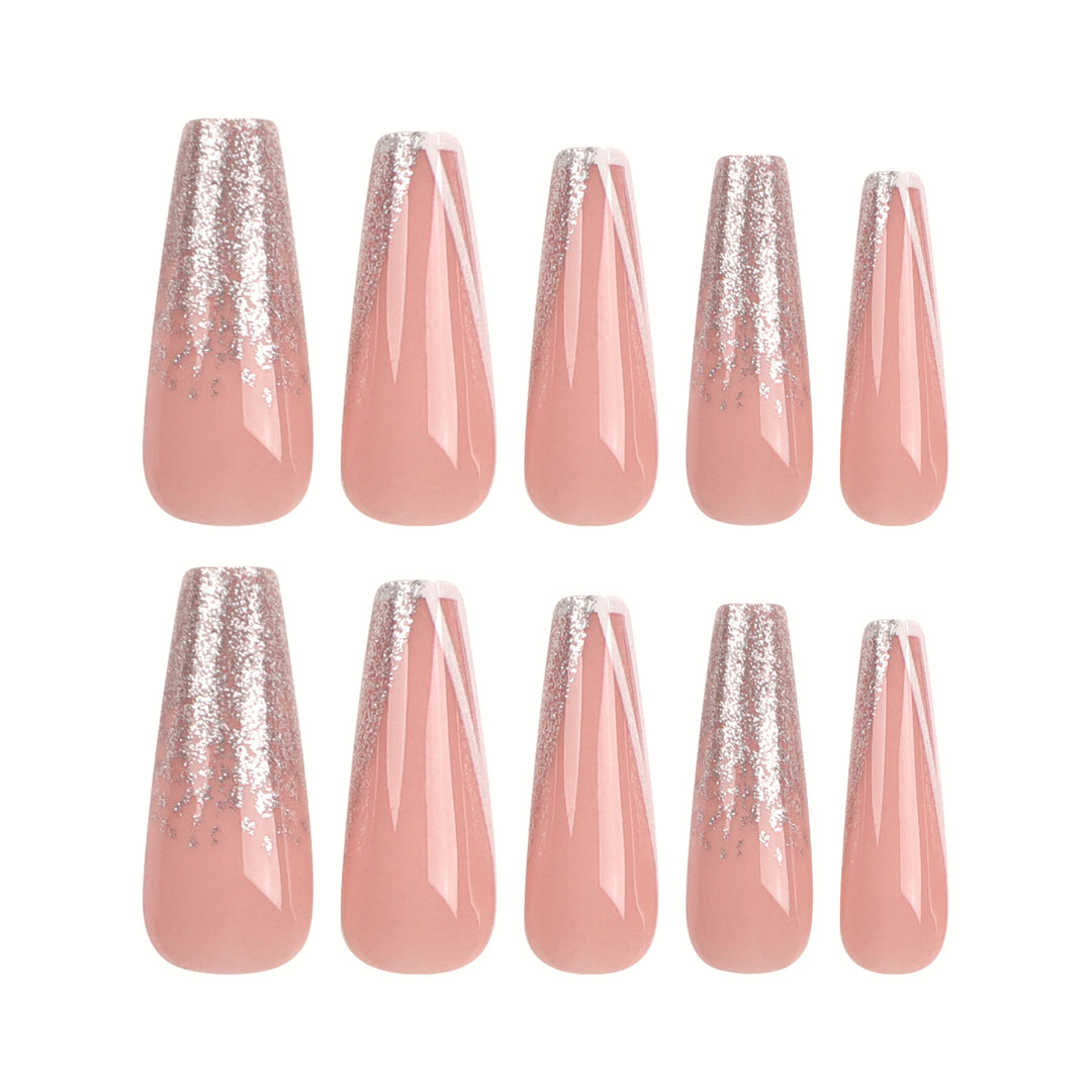 Artful stiletto nails with glitter and French tip Bowlift