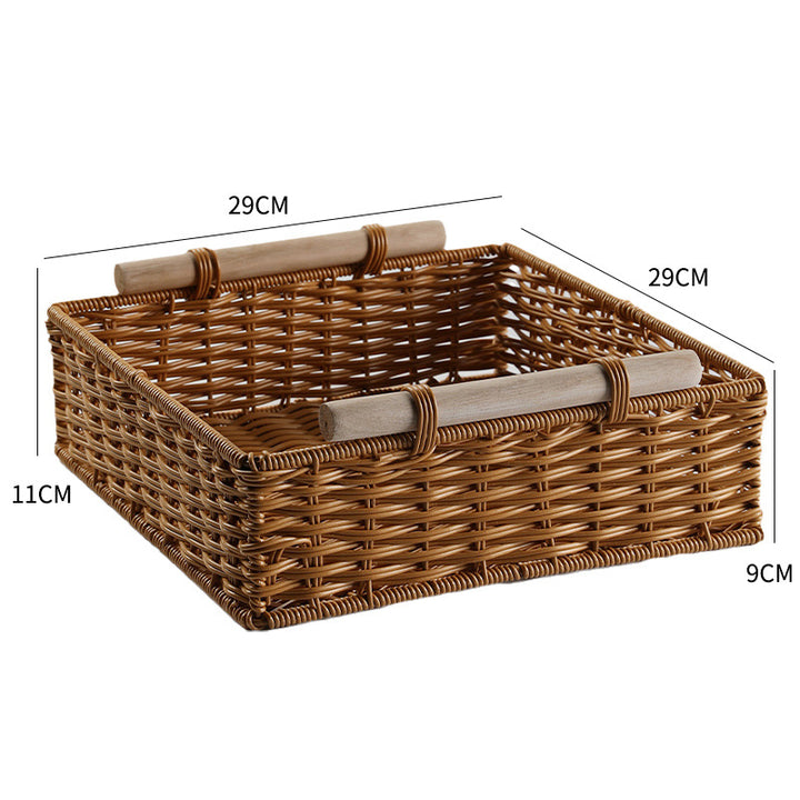Unisex Practical Storage Basket with Wooden Handles Bowlift