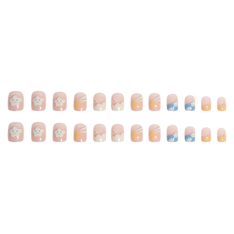 Artistic Cloud-Themed Press-On Nails Bowlift