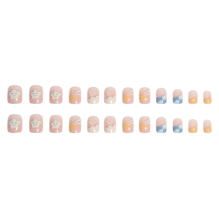Artistic Cloud-Themed Press-On Nails Bowlift