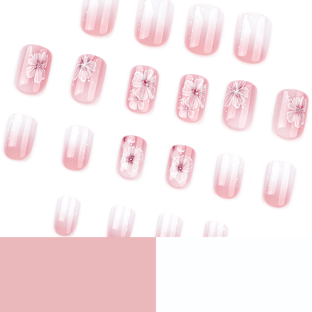 Artistic gel nails with floral decorations Bowlift