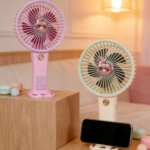 Ladies portable hand fan with playful horse motif Bowlift