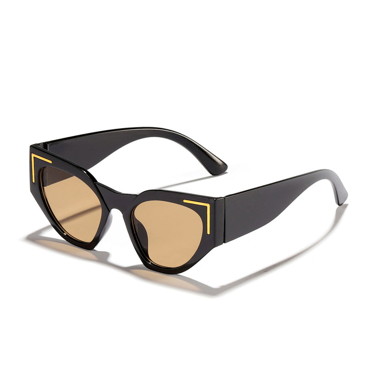 Women's Creative Cat-Eye Sunglasses with Transparent Frame and Brown Lenses Bowlift