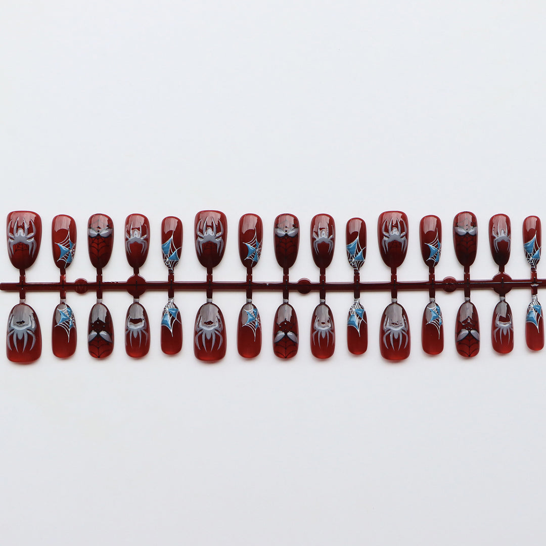 Thematic Spider-Man Inspired Press-On Nail Art Set Bowlift