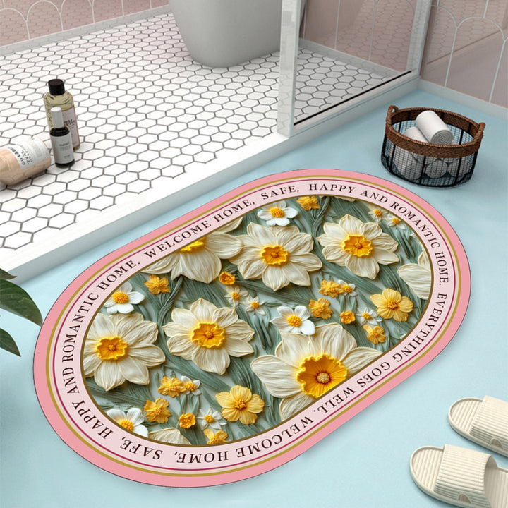 Floral Design Bath Mat Bowlift
