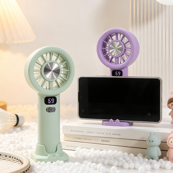 Women's portable hand fan with digital speed display Bowlift