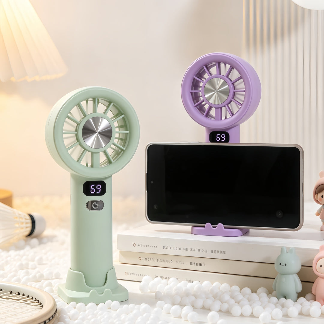 Portable Handheld Fan with Precise Speed Control and LED Display Bowlift