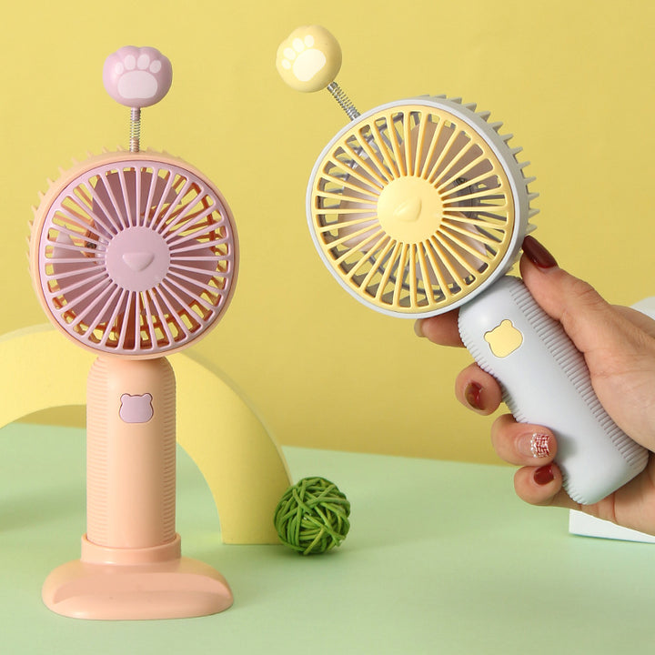 Unisex Portable Hand Fan with Playful Animal Pattern Bowlift