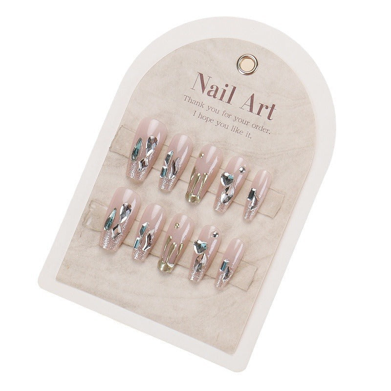 Decorative Rhinestone-Embellished Press-On Nail Art Bowlift