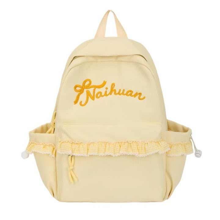 Embroidered Ruffled Backpack Bowlift
