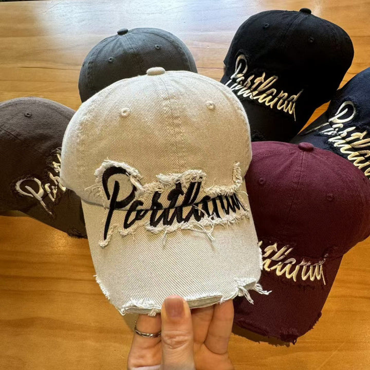 Unisex Distressed Cotton Baseball Cap Bowlift