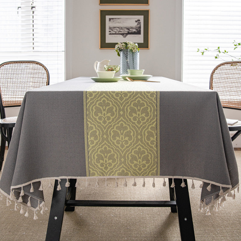 Decorative Tablecloth with Tassel Trim