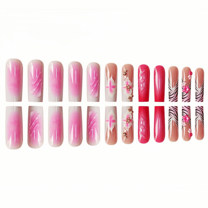 Floral Acrylic Press-On Nail Art Extensions Bowlift