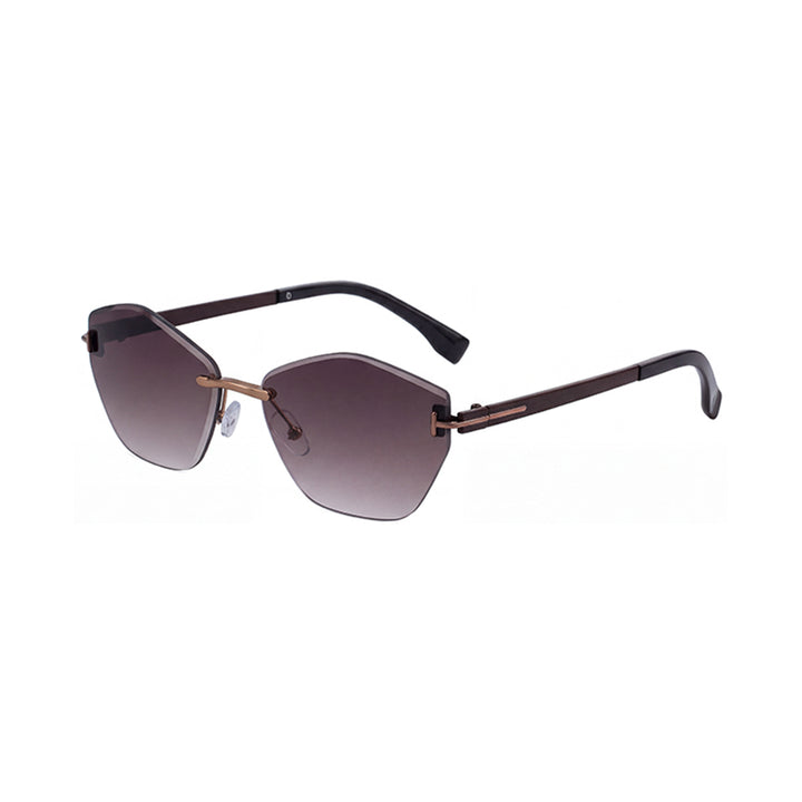 Rimless Hexagonal Gradient-Effect UV Protection Sunglasses with Adjustable Nose Pads Bowlift